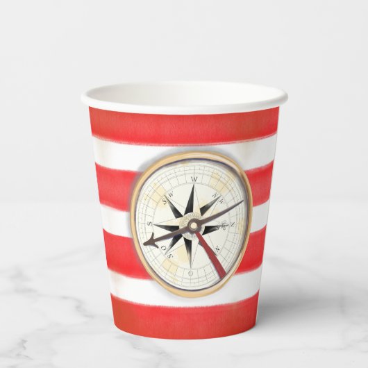 Gobelets En Papier boussole pirate rayée (Verso)