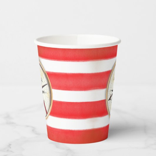 Gobelets En Papier boussole pirate rayée (Gauche)