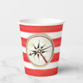 Gobelets En Papier boussole pirate rayée (Recto)
