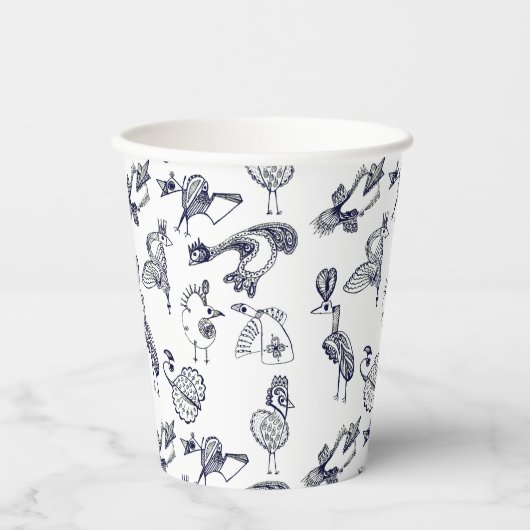 Gobelets En Papier Bouteille de café aux oiseaux de fée (Recto)