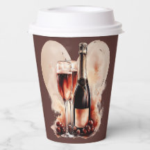 Bouteille de Champagne à l'aquarelle rouge chaud e
