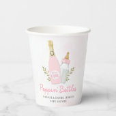 Gobelets En Papier Bouteilles Poppin Fille Baby shower Papier rose (Verso)
