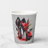 Gobelets En Papier Boutique gothique fashionista rouge en bas avec Ro (Verso)