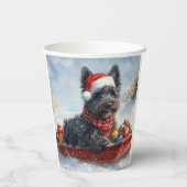 Gobelets En Papier Bouviers Des Flandres Chien à Sledge Noël (Verso)