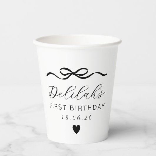 Gobelets En Papier Bow 1er anniversaire (Recto)