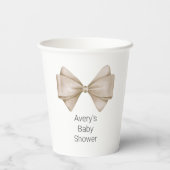 Gobelets En Papier Bow Beige Baby shower Boho moderne (Verso)