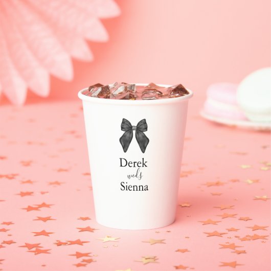 Gobelets En Papier Bow classique noir et blanc Mariage (Insitu)