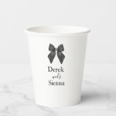 Gobelets En Papier Bow classique noir et blanc Mariage (Recto)