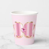 Gobelets En Papier Bow en verre rose avec pierre centrale (Recto)