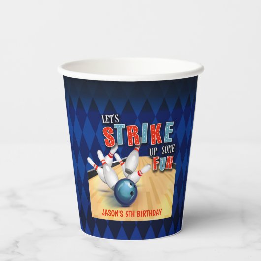 Gobelets En Papier Bowling Birthday Paper Cup - Garçon (Verso)