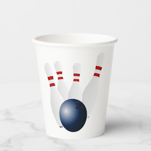 Gobelets En Papier Bowling fête d'anniversaire  (Recto)