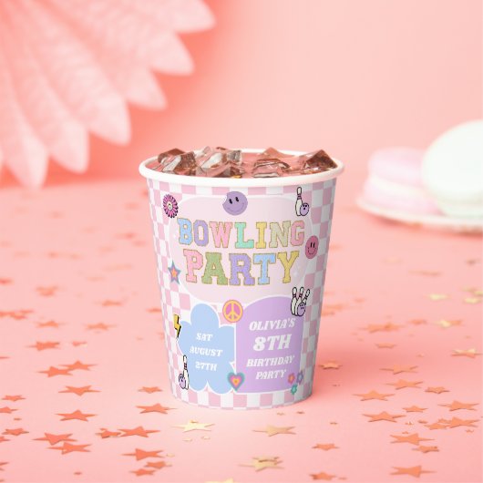 Gobelets En Papier Bowling Party Preppy Varsity Patch Anniversaire fê (Insitu)