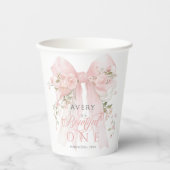 Gobelets En Papier Bowtiiful One 1st Birthday Floral Bow Girls (Recto)