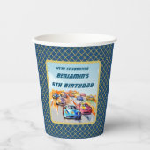 Gobelets En Papier Boy Auto Racing Thème 5ème anniversaire (Recto)