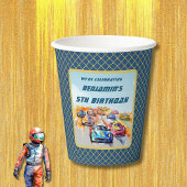 Gobelets En Papier Boy Auto Racing Thème 5ème anniversaire
