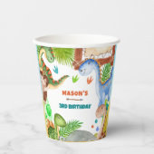 Gobelets En Papier Boy Dinosaur 3rd Birthday Party  (Recto)