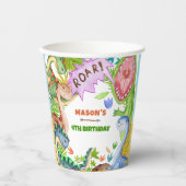 Gobelets En Papier Boy Dinosaur 4th Birthday Party (Recto)
