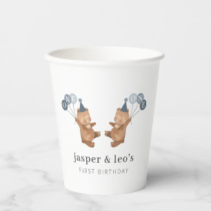 Gobelets En Papier Boy Twins - Bears Casquettes de la fête - 1er anni