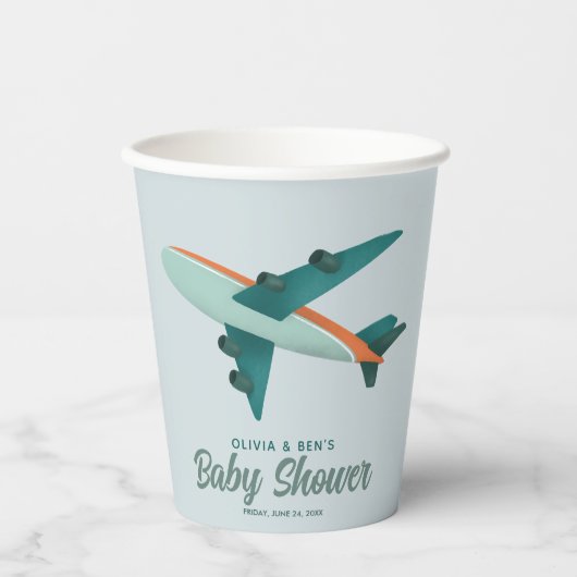 Gobelets En Papier Boys adorable Blue Avion Voyage (Recto)