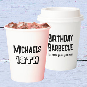 Gobelets En Papier Boys BBQ Grill Cookout 18e fête d'anniversaire