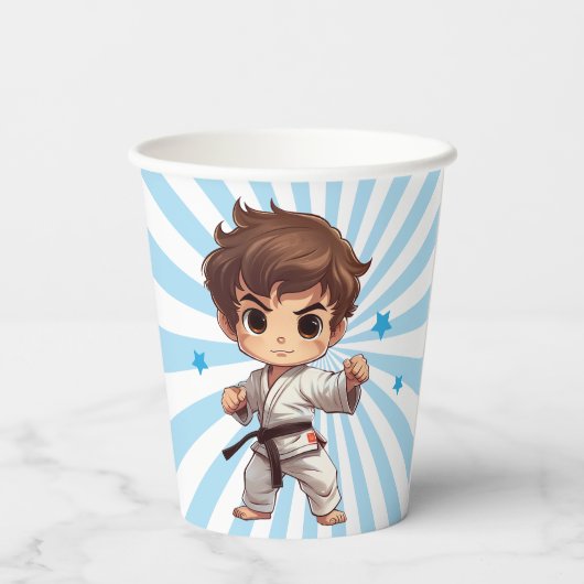 Gobelets En Papier Boy's Karate Martial Arts fête d'anniversaire (Verso)