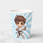 Gobelets En Papier Boy's Karate Martial Arts fête d'anniversaire (Recto)