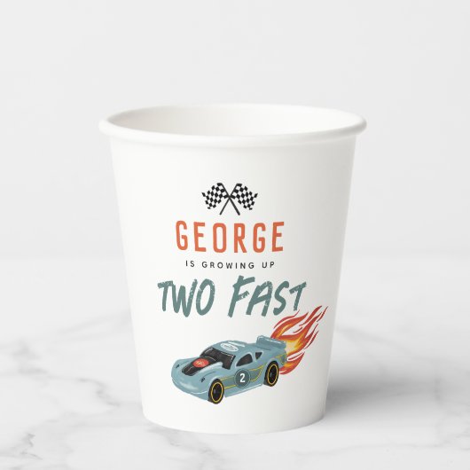 Gobelets En Papier Boys Two Fast 2nd Birthday Racing Car (Recto)