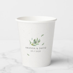 Gobelets En Papier Branche de feuilles d'olive de Toscane