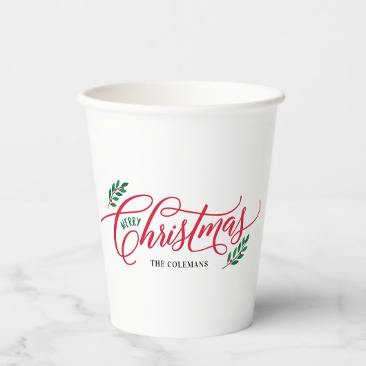 Gobelets En Papier Branches de Noël Joyeux Noël Party Paper Cup (Recto)