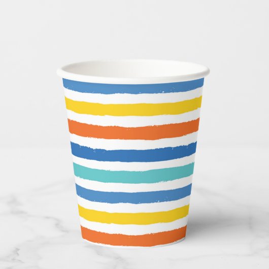 Gobelets En Papier Bright Beach Striped Motif (Recto)