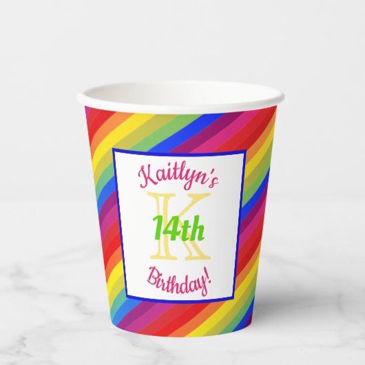 Gobelets En Papier Bright Fiesta | Anniversaire (Recto)