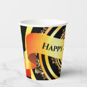 Gobelets En Papier Bright Gold Stylish Embellisé Joyeux Anniversaire (Recto)