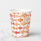 Gobelets En Papier Bright Orange Watercolor Fish (Recto)