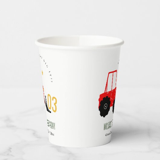 Gobelets En Papier Bright Red Yellow Digger Enfants N'importe quel âg (Gauche)