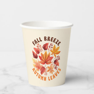 Gobelets En Papier Brise D'Automne, Feuilles D'Automne - Charbon D'Au