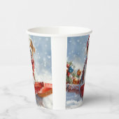 Gobelets En Papier Brittany Spaniel Dog à Sledge Noël (Gauche)