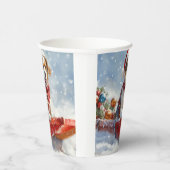 Gobelets En Papier Brittany Spaniel Dog à Sledge Noël (Droite)