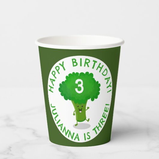 Gobelets En Papier Brocoli dansante mignonne anniversaire personnalis (Verso)
