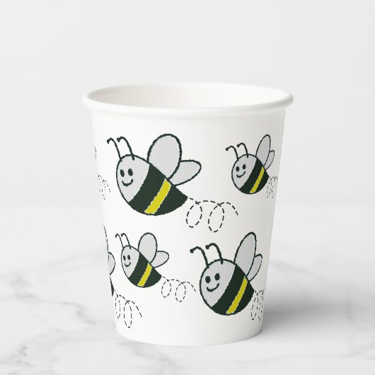 Gobelets En Papier Broderie Imprimer Baby shower d'abeille mignonne (Verso)