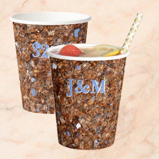 Gobelets En Papier Bronze en verre d'or avec initiales