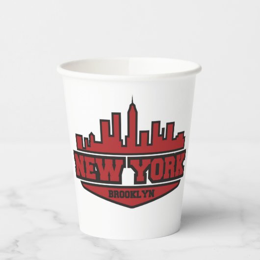 Gobelets En Papier Brooklyn New York | Script de style de bloc (Gauche)