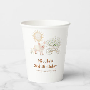 Gobelets En Papier Brouette de cochon mignon Baby Shower Anniversaire
