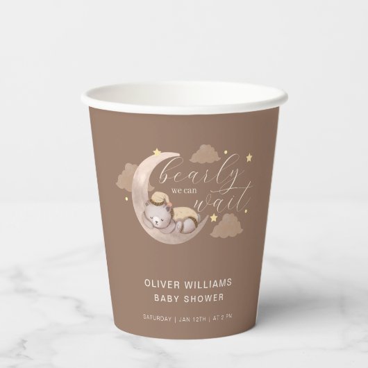 Gobelets En Papier Brown Bearly Wait Moon Star Sleepy Bear (Verso)