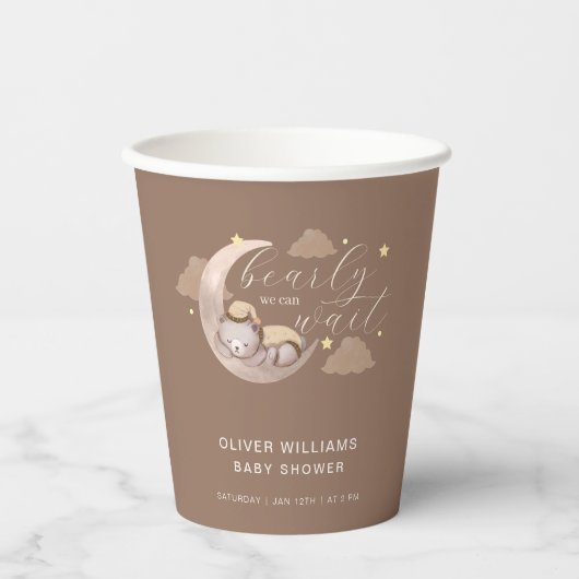 Gobelets En Papier Brown Bearly Wait Moon Star Sleepy Bear (Recto)