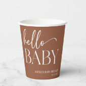 Gobelets En Papier Brown Boho Bohemian Hello Baby shower bébé (Recto)