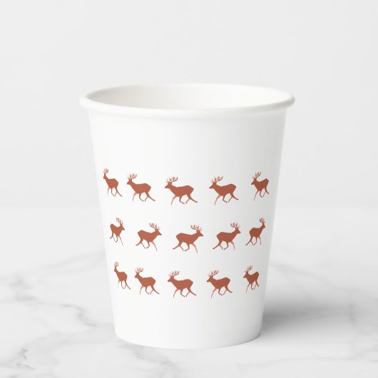 Gobelets En Papier Brown Deer Walking Festive Motif (Recto)