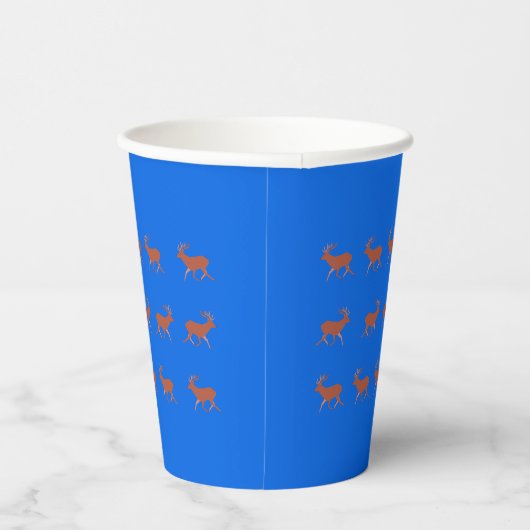 Gobelets En Papier Brown Deer Walking Festive Motif Bleu (Droite)