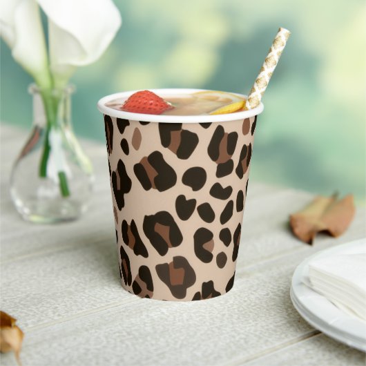 Gobelets En Papier Brown Leopard Pattern Jungle Animal Safari (Insitu)