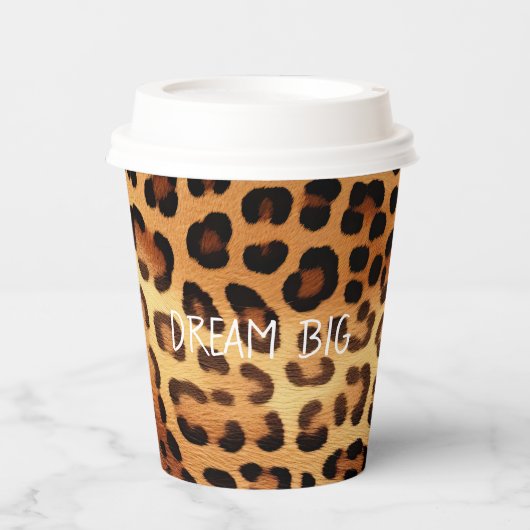 Gobelets En Papier Brown noir Empreinte de léopard or (Recto)