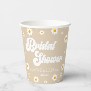 Gobelets En Papier Brown Tan Retro Daisy Fleur Fête des mariées flora